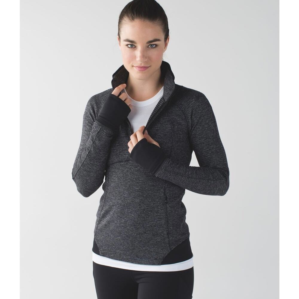 Lululemon Runderful 1/2 Zip Mini Check Pique Black size 6